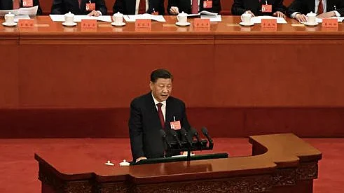 Xi Jinping addresses the 20th Party Congress in Beijing on Sunday