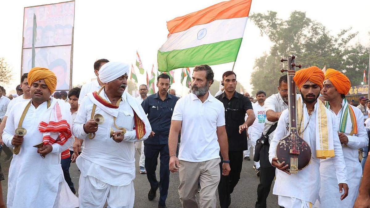 Rahul Gandhi during the Bharat Jodo Yatra, which is currently passing through Maharashtra