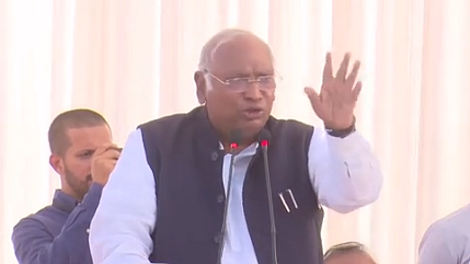 Congress president Mallikarjun Kharge addressing a rally in Gujarat's Dodiapada, Nov. 27