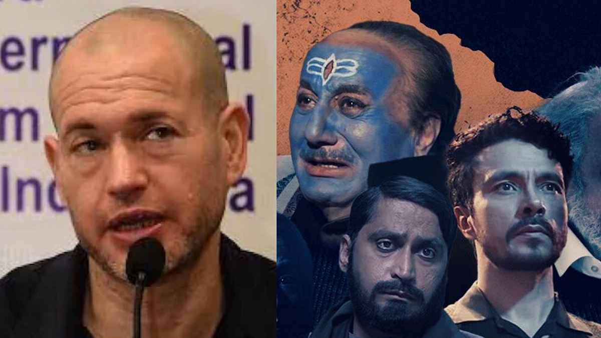Israeli filmmaker Nadav Lapid (Left) A poster of The Kashmir Files