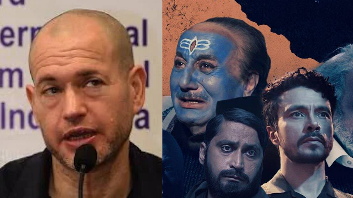 Israeli filmmaker Nadav Lapid (Left) A poster of The Kashmir Files (Right)