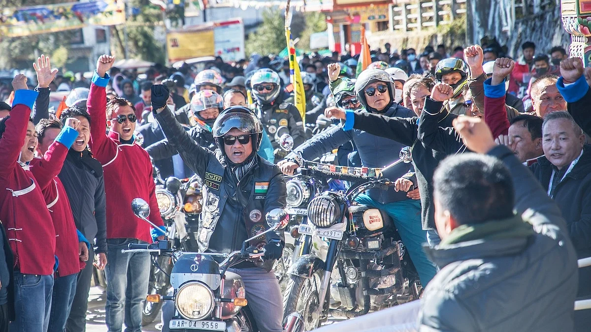 Tawang district enters Guinness World Records by forming largest helmet sentence