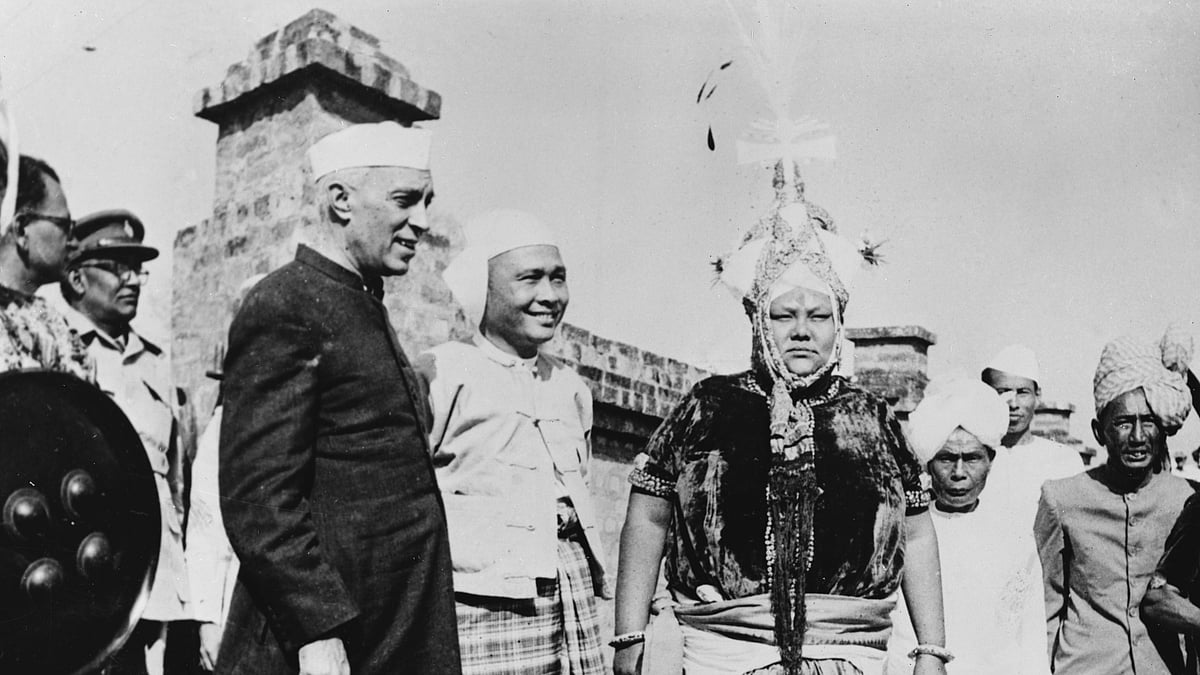 Jawaharlal Nehru in Manipur during a tour of the North-East amid tribal unrest, April 1953