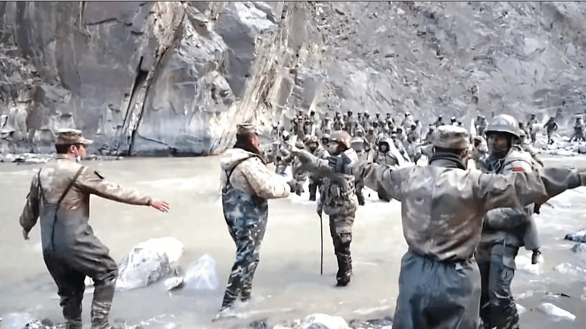 A video grab of a skirmish between Indian army personnel and China’s PLA troops in the Galwan valley in Ladakh. The video is purportedly from June 2020