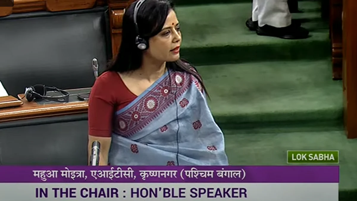 Trinamool Congress MP Mahua Moitra speaks on the Supplementary Demands for Grants in the Lok Sabha on Tuesday, Dec 13