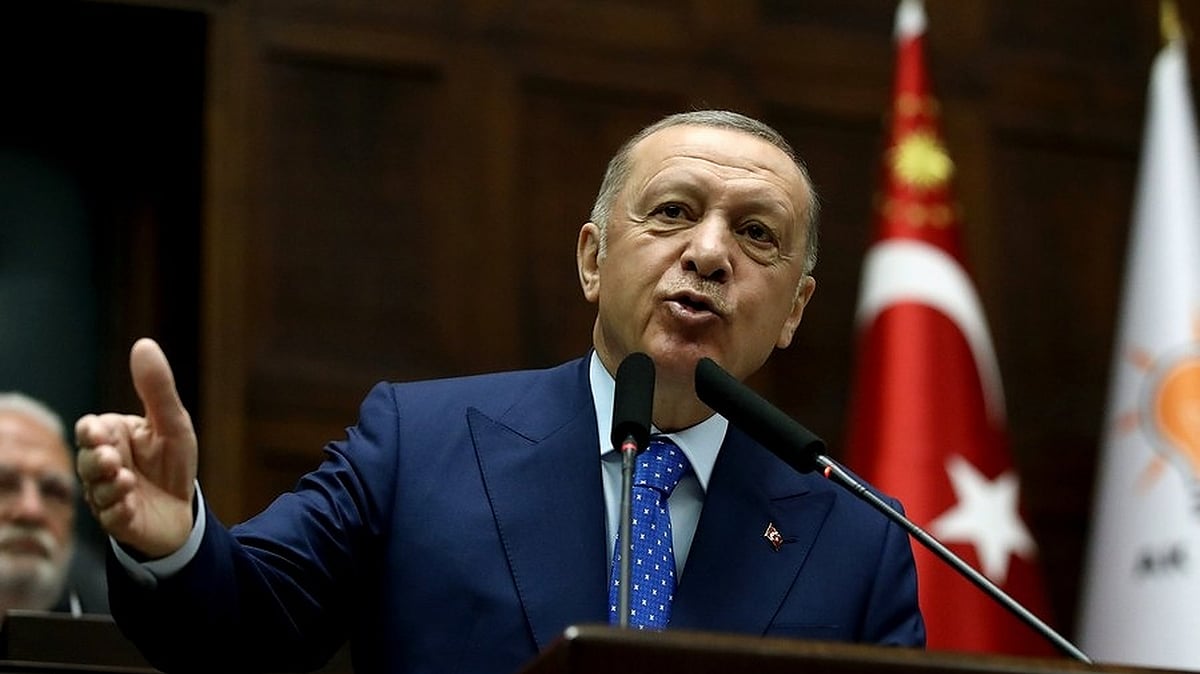 Turkish President Recep Tayyip Erdogan gives a speech in Ankara, Turkey, on May 18, 2022. (Photo by Mustafa Kaya/Xinhua/IANS)