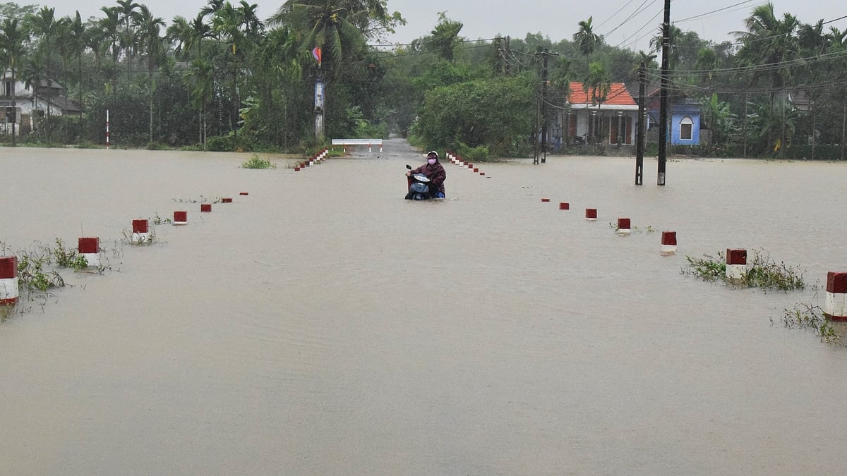 Photo taken on Dec. 10, 2018 shows houses submerged in flood in Quang Nam Province, Vietnam. (Photo: Xinhua/VNA/IANS)