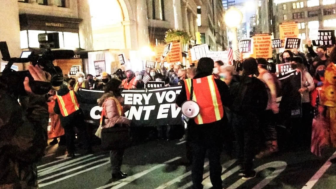 A protest in New York City. (Photo: Arul Louis/IANS)