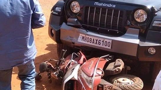 Journalist Shashikant Warishe's two-wheeler after the 'accident'