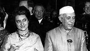 Pandit Jawaharlal Nehru with daughter Indira