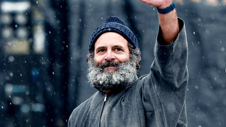 Rahul Gandhi in Srinagar at the conclusion of his 3,750 km Bharat Jodo Yatra, 30 January 