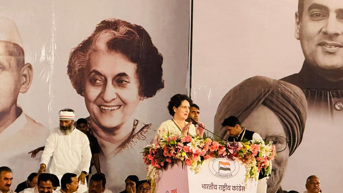 Congress leader Priyanka Gandhi Vadra at the 85th Plenary Session of the Congress on February 26, Sunday. Photo by Raviraj Sinha