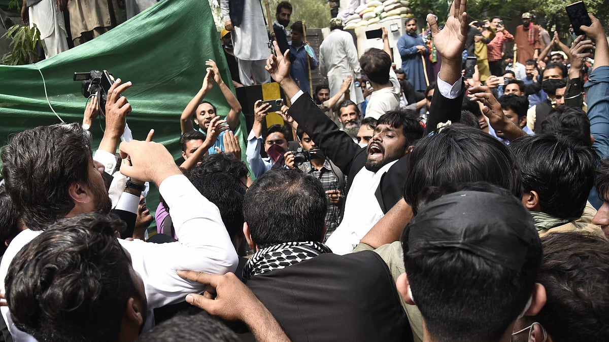 Imran Khan supporters protest in Lahore.
