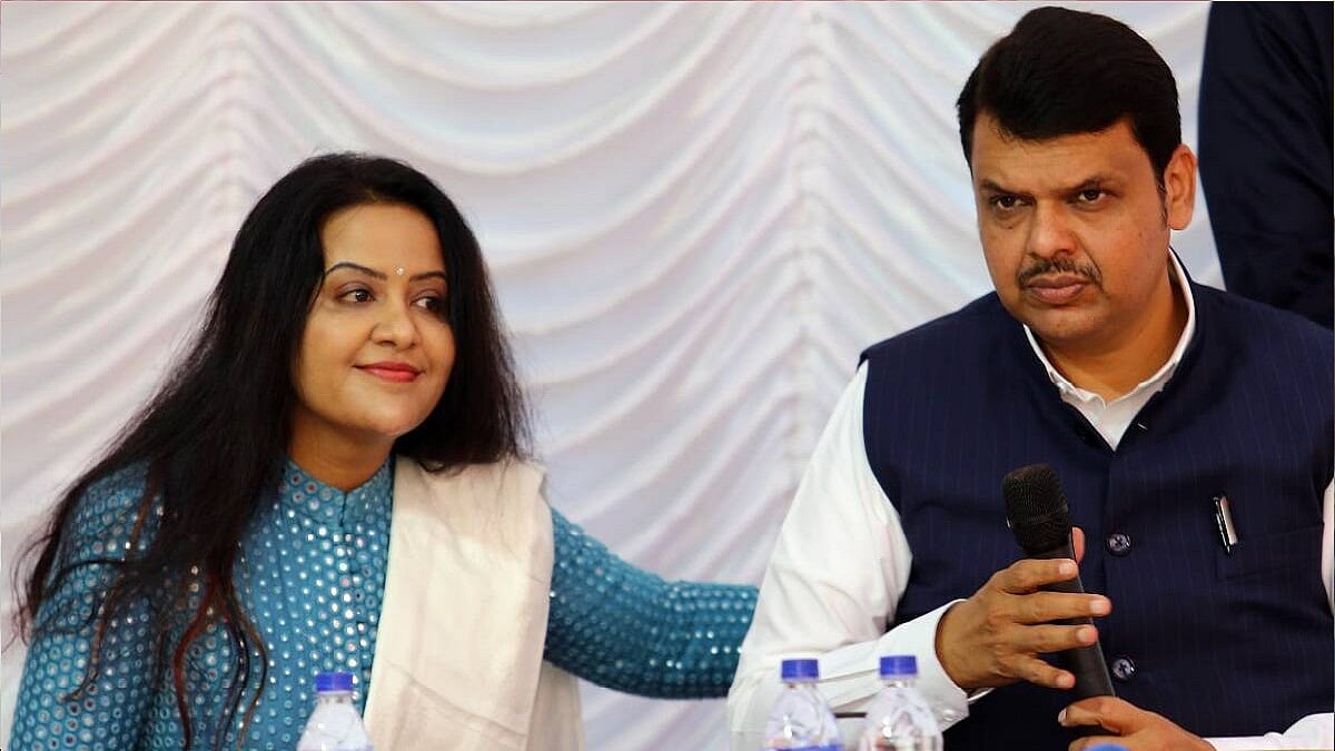 Amruta Fadnavis with Maharashtra Deputy Chief Minister Devendra Fadnavis