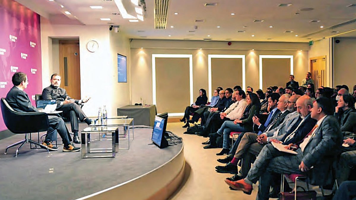 Rahul Gandhi speaks at an event at Chatham House in London on 6 March 2023