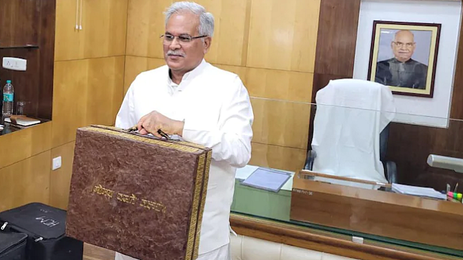 Bhupesh Baghel walked in with a briefcase made of cow dung to present state budget 2022-23