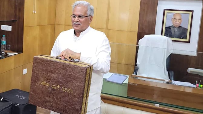 Bhupesh Baghel walked in with a briefcase made of cow dung to present state budget 2022-23