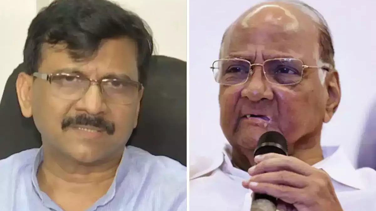 Shiv Sena MP Sanjay Raut (Left); NCP Chief Sharad Pawar
