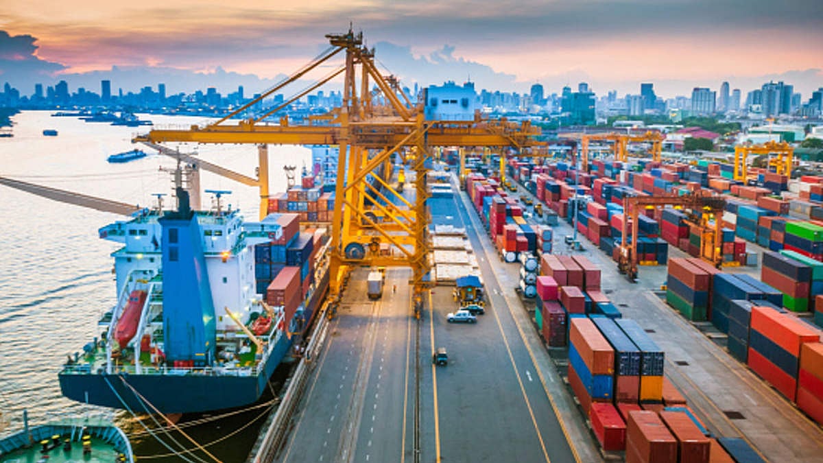 Mundra Port in Gujarat, one of the major ports operated by the Adani Group
