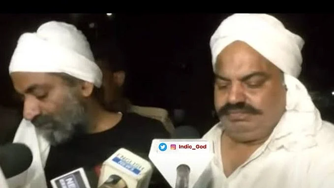 Atiq Ahmed and (left) Ashraf