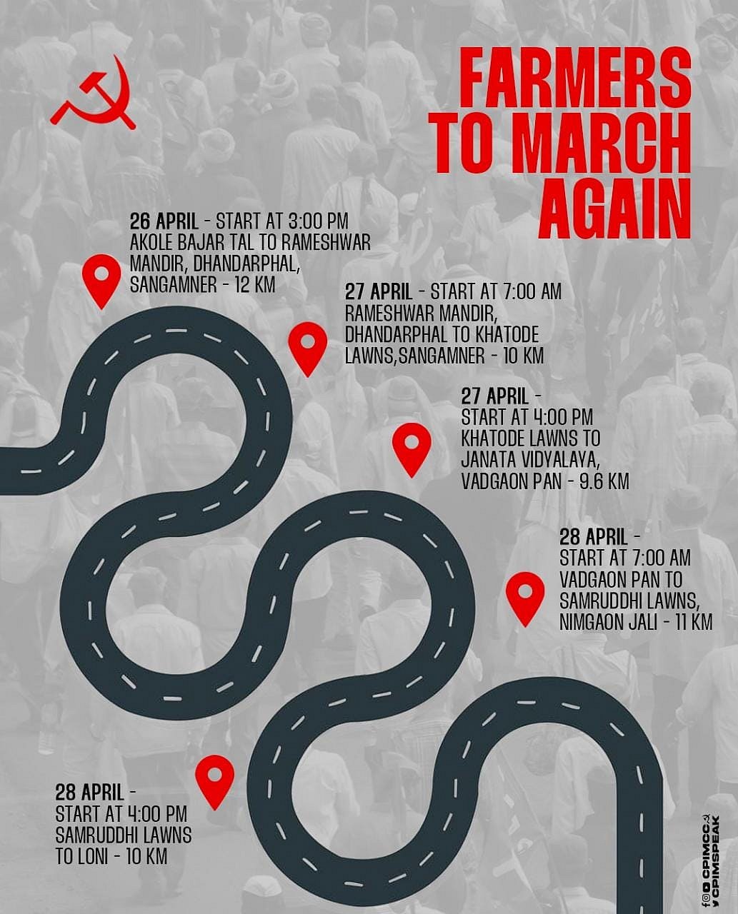 Farmer march route