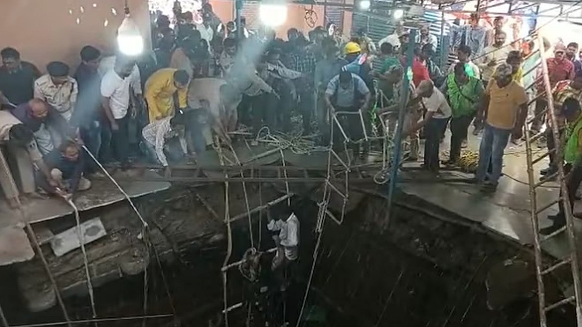 Watch: Woman falls back into well during the rescue operation in Indore