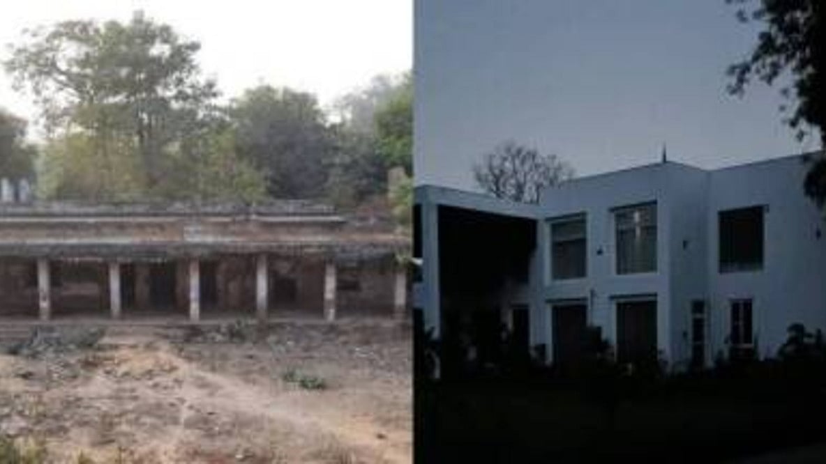 The 15th century monument (left); the current office of the IAS officer (right)