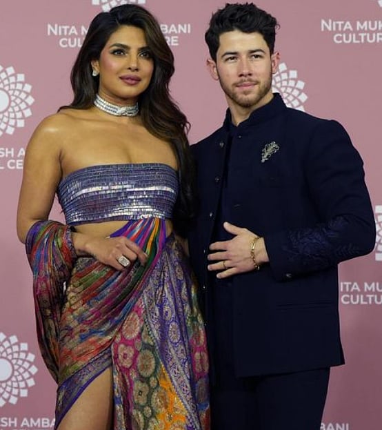 Indian Actor Priyanka Chopra Jonas with husband Singer Nick Jonas.