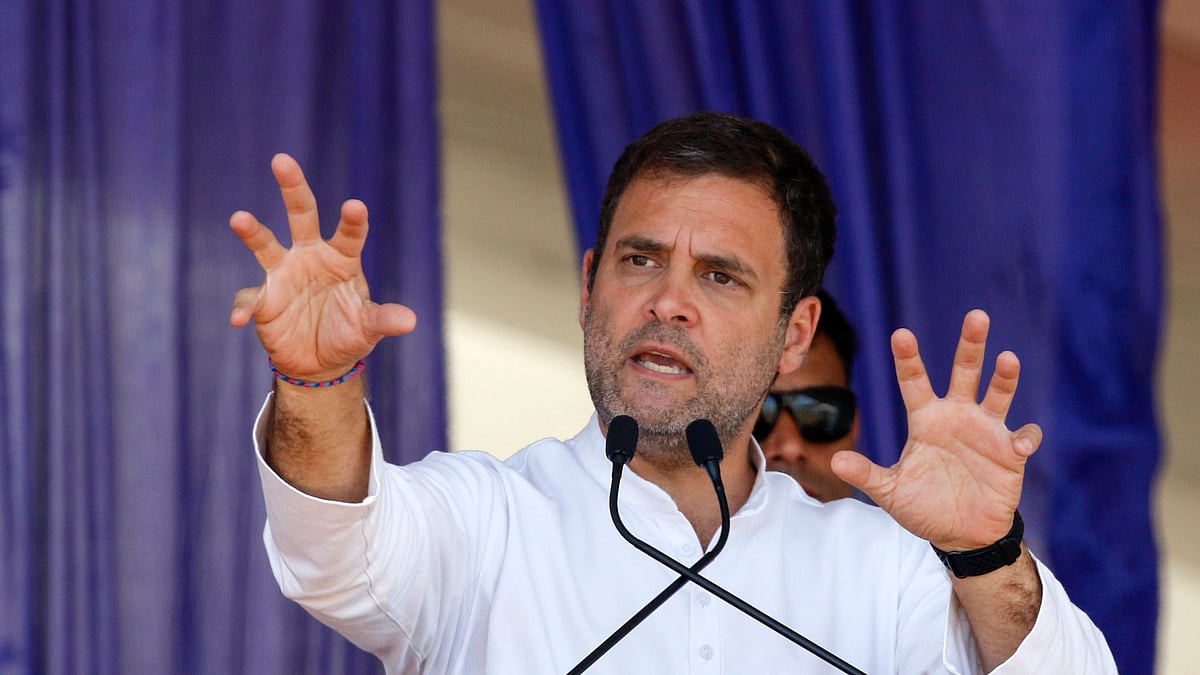 Rahul Gandhi addressing a rally