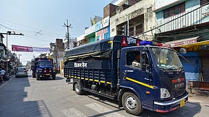 Police patrolling in Prayagraj