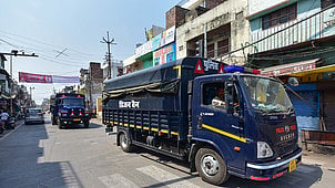 Police patrolling in Prayagraj