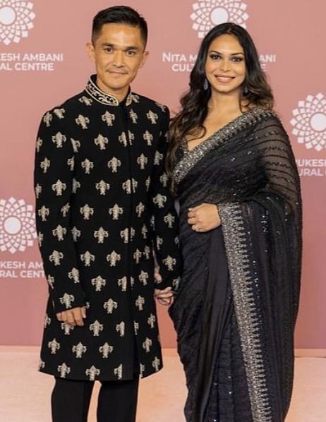 Indian football player Sunil Chhetri with his wife Sonam Bhattacharya.