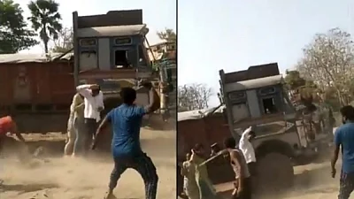 People involved in illegal sand mining thrashed a woman officer and her team  