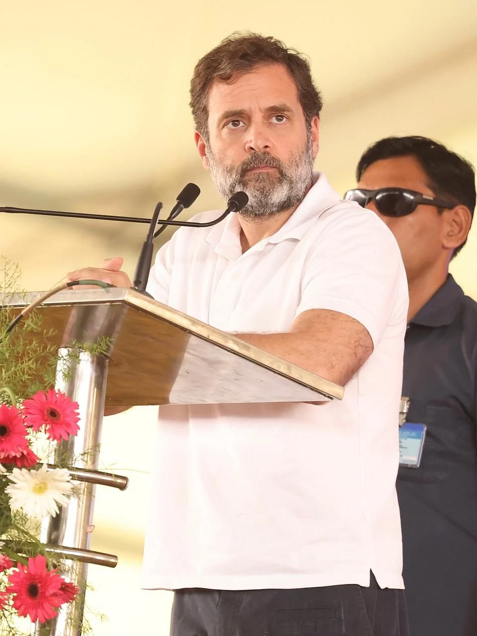 Rahul Gandhi addresses a rally in Kolar, Karnataka, on Sunday