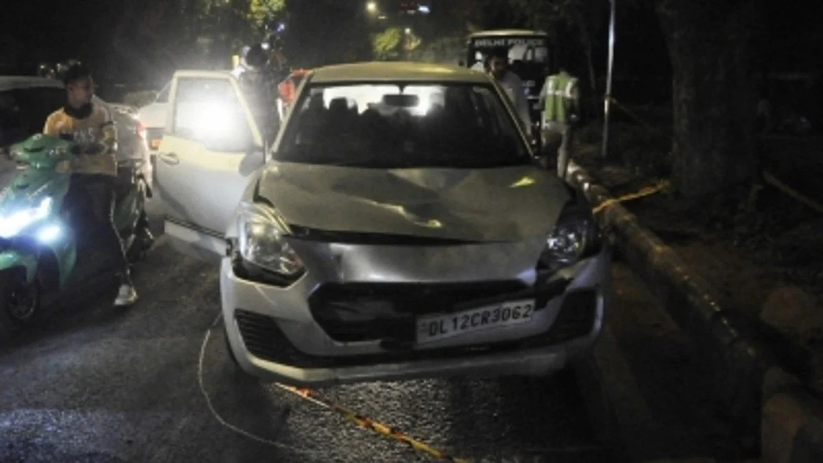 Damaged car belonging to the accused