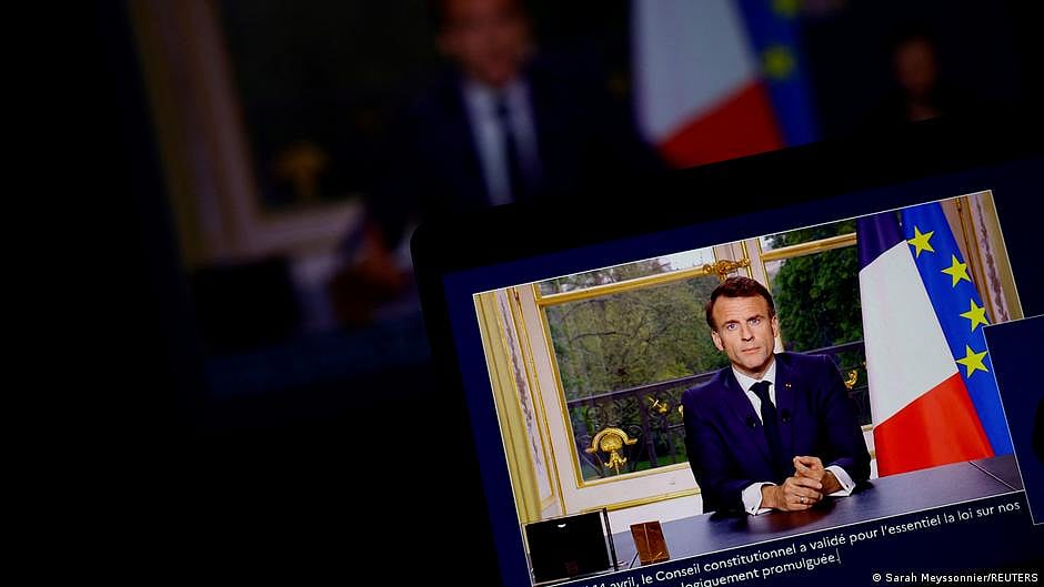 France's Macron defends pension law, more protests planned 