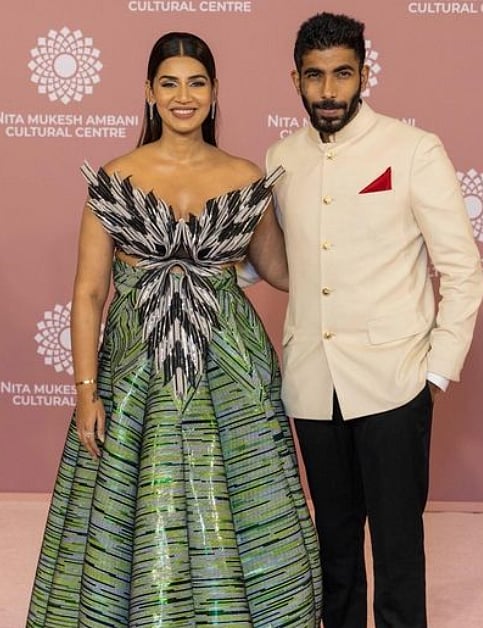 Indian cricketer Jasprit Bumrah with his wife Sanjana Ganesan.