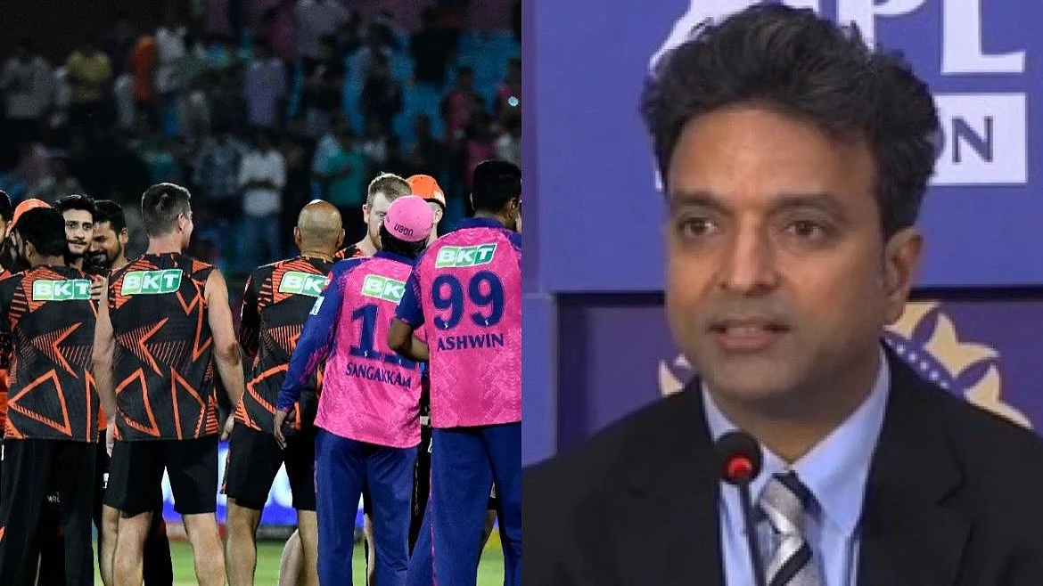 An IPL game (left), Arun Singh Dhumal (right) (Photos: Getty Images, Instagram/ iplt20)