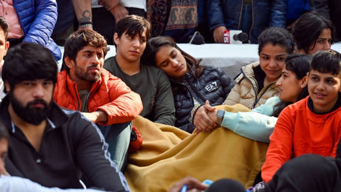 Wrestlers Protest Against WFI Chief At Jantar Mantar (Photo: Getty Images)