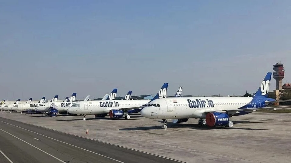 A file photo of GoAir (now Go First) aircraft grounded on account of engine issues (Photo: IANS)