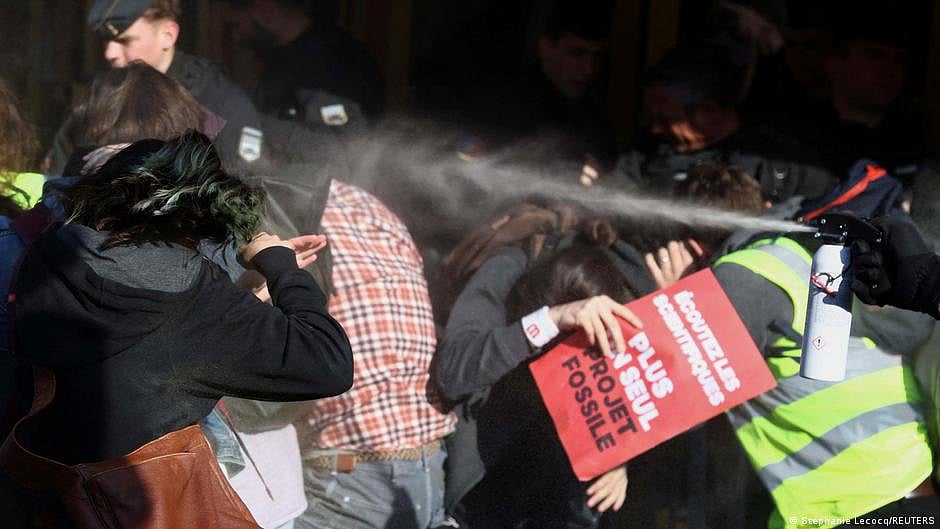 France: Police tear-gas protesters at TotalEnergies meeting