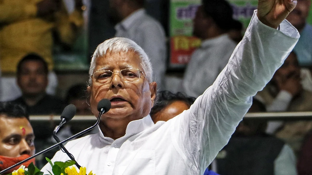 Rashtriya Janata Dal supremo Lalu Prasad Yadav addresses during the RJD National Executive Meeting at Talkatora Stadium in New Delhi on Monday, Oct. 10, 2022. (Photo: Wasim Sarvar/IANS)