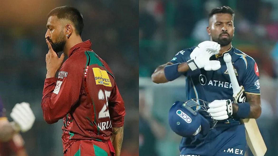 Lucknow Super Giants captain Krunal Pandya (left), Gujarat Titans' captain Hardik Pandya (right)
(Photo: Twitter/ @hardikpandya7
@krunalpandya24)