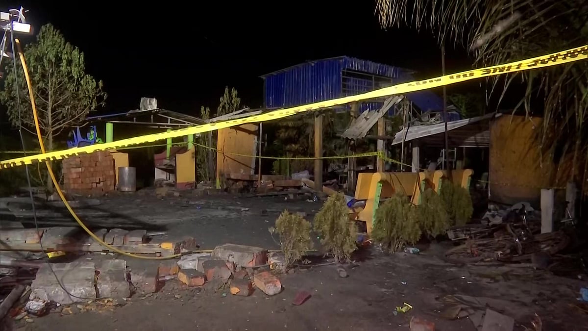 Explosion in an illegal firecracker factory (Photo Courtesy: @ANI/Twitter)