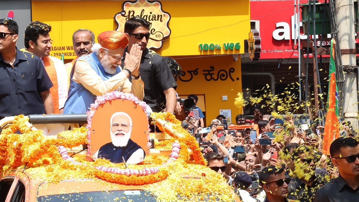 PM Modi held a roadshow in Bengaluru on Saturday (Photo courtesy @BJP4India/Twitter)