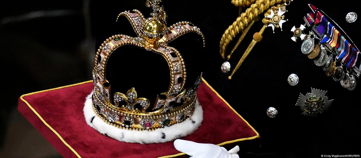 St Edward's Crown. The solid gold crown is carried during the coronation. Made for the coronation of Charles II in 1661, it is only ever allowed to be used to crown a new monarch.