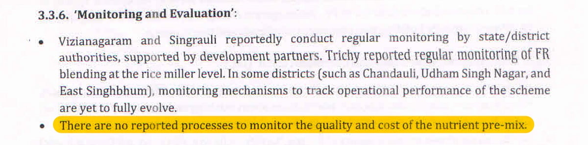 Excerpt from the NITI Aayog report (photo courtesy The Reporters' Collective)