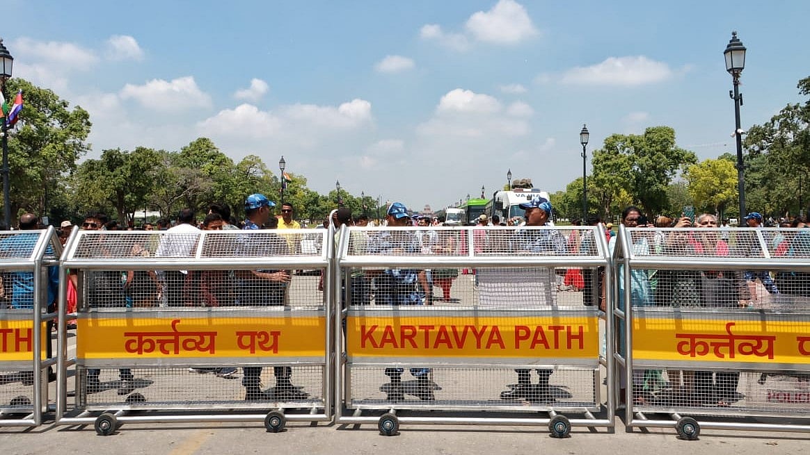 Tight security at India Gate after wrestlers announce hunger strike in New Delhi on Thursday (NH Photo by Vipin)