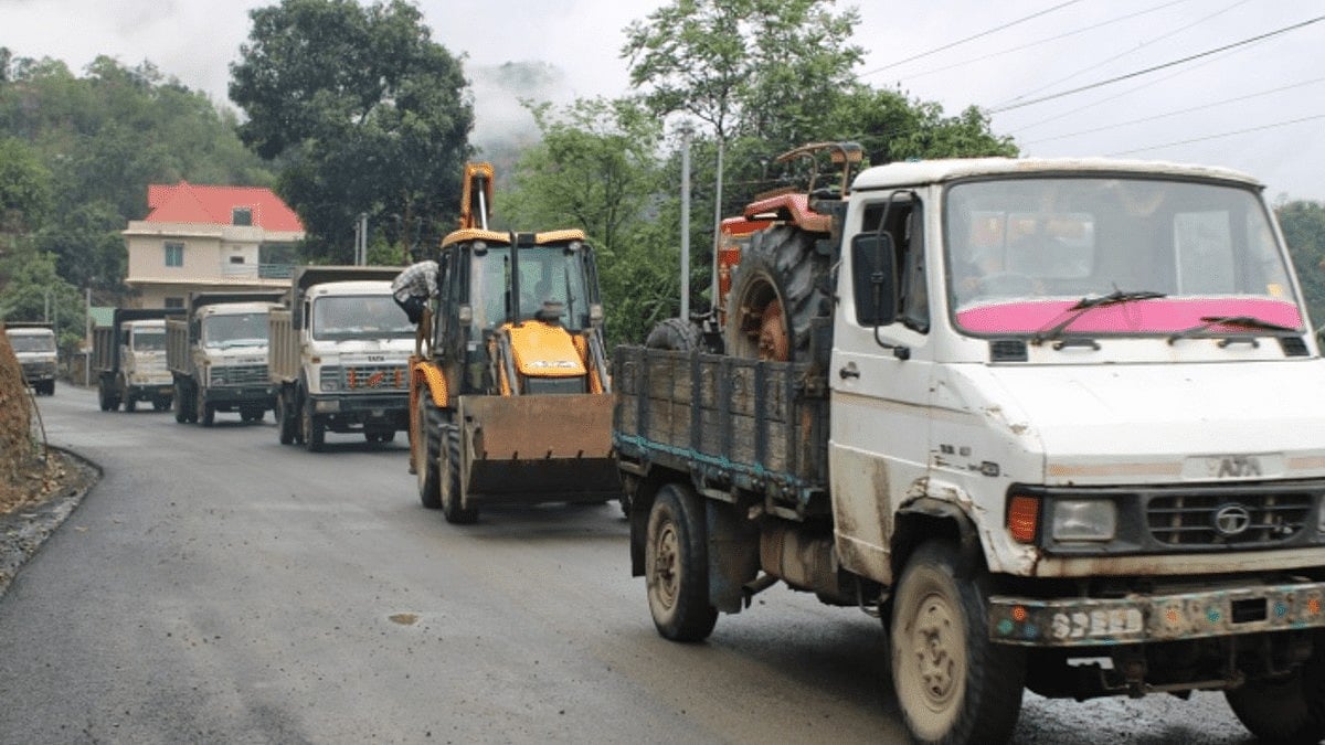 Essential supplies being taken to violence-hit Manipur in trucks (Photo courtesy: @ANI/Twitter)