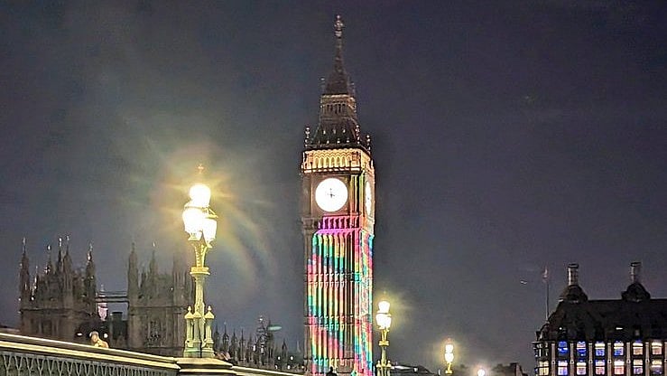 Big Ben lit up with Coronation emblem for King Charles III